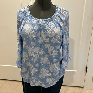 Blue Floral Women's Top Late August Petite Medium